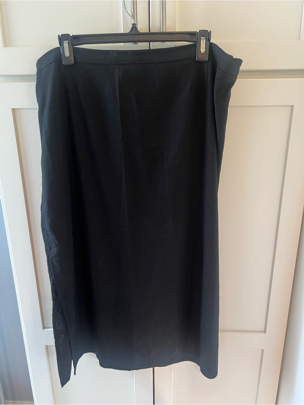 NWOT Black linen rayon long skirt XL